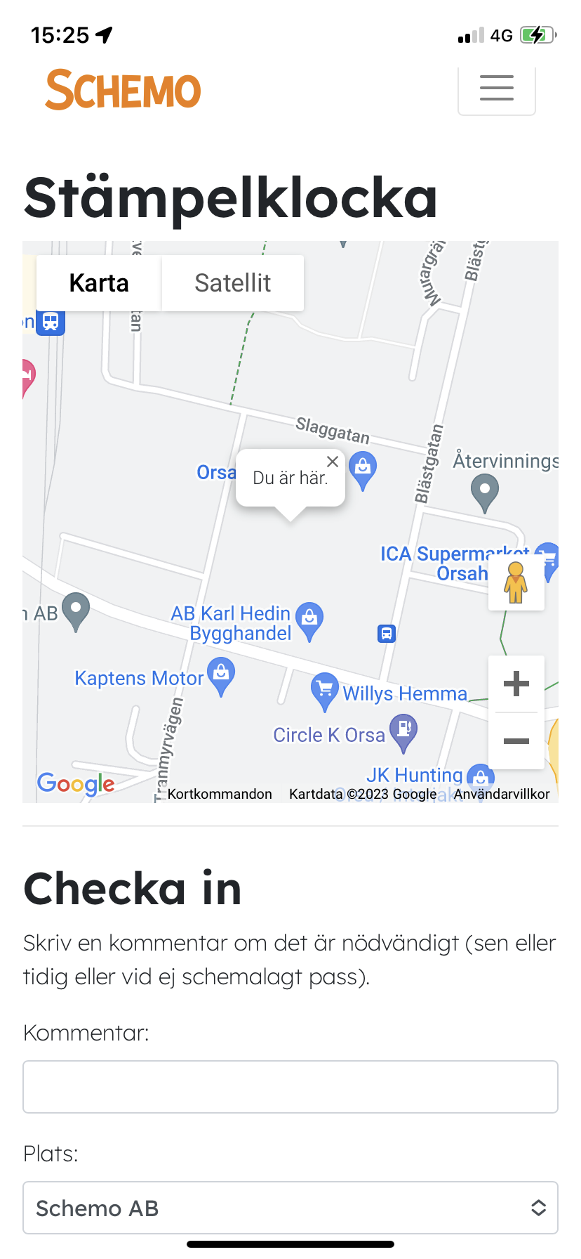 Stämpelklocka för företag.